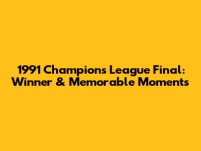 1991 Champions League Final: Winner & Memorable Moments