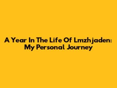 A Year In The Life Of Lmzhjaden: My Personal Journey