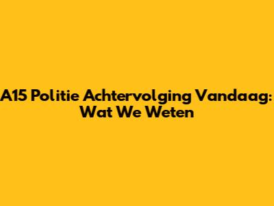 A15 Politie Achtervolging Vandaag: Wat We Weten
