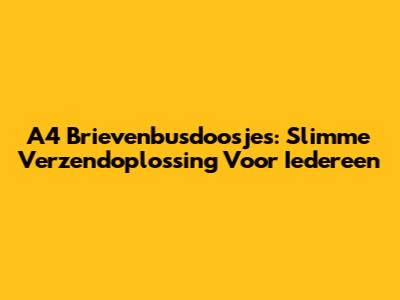 A4 Brievenbusdoosjes: Slimme Verzendoplossing Voor Iedereen
