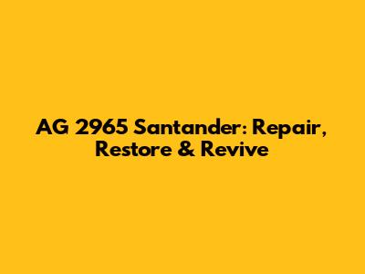 AG 2965 Santander: Repair, Restore & Revive