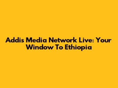 Addis Media Network Live: Your Window To Ethiopia