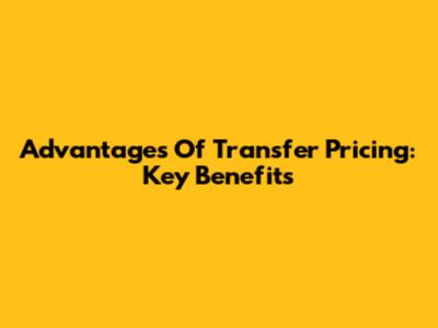 Advantages Of Transfer Pricing: Key Benefits