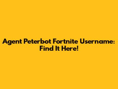 Agent Peterbot Fortnite Username: Find It Here!