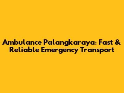 Ambulance Palangkaraya: Fast & Reliable Emergency Transport
