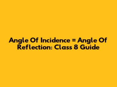 Angle Of Incidence = Angle Of Reflection: Class 8 Guide