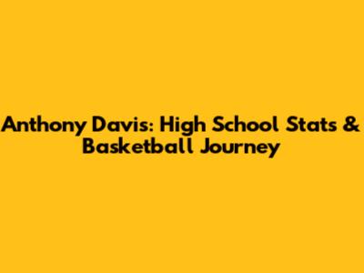 Anthony Davis: High School Stats & Basketball Journey