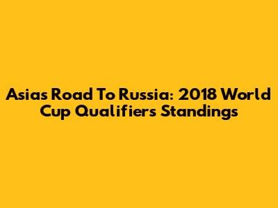 Asia's Road To Russia: 2018 World Cup Qualifiers Standings