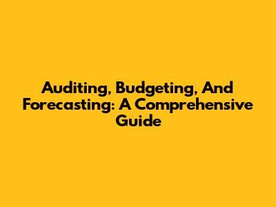 Auditing, Budgeting, And Forecasting: A Comprehensive Guide