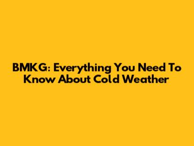 BMKG: Everything You Need To Know About Cold Weather