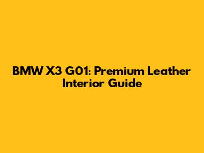 BMW X3 G01: Premium Leather Interior Guide