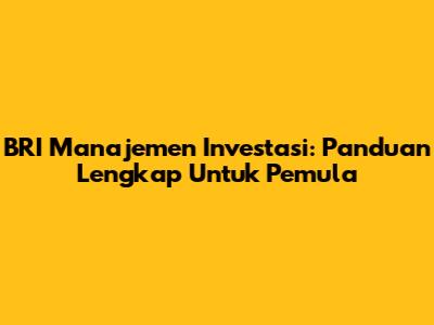 BRI Manajemen Investasi: Panduan Lengkap Untuk Pemula