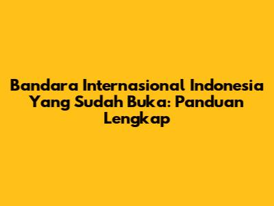 Bandara Internasional Indonesia Yang Sudah Buka: Panduan Lengkap