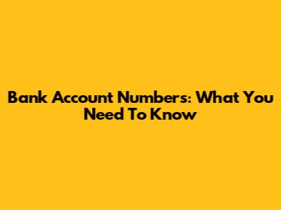 Bank Account Numbers: What You Need To Know