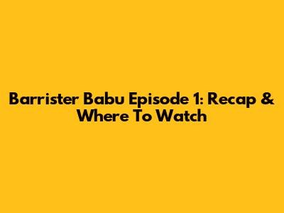 Barrister Babu Episode 1: Recap & Where To Watch