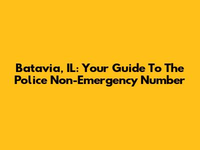Batavia, IL: Your Guide To The Police Non-Emergency Number