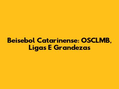 Beisebol Catarinense: OSCLMB, Ligas E Grandezas