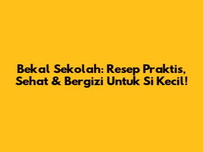 Bekal Sekolah: Resep Praktis, Sehat & Bergizi Untuk Si Kecil!