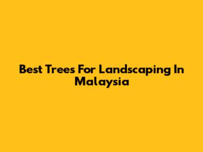 Best Trees For Landscaping In Malaysia