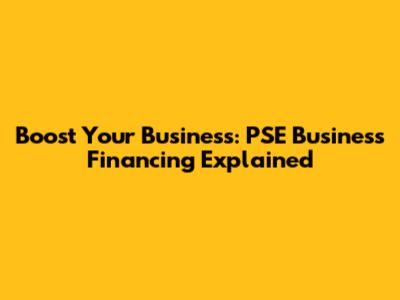 Boost Your Business: PSE Business Financing Explained