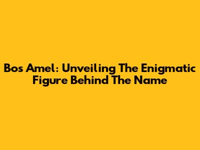 Bos Amel: Unveiling The Enigmatic Figure Behind The Name
