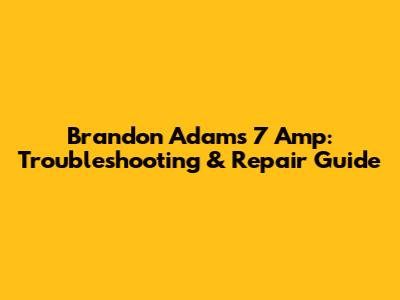Brandon Adams 7 Amp: Troubleshooting & Repair Guide
