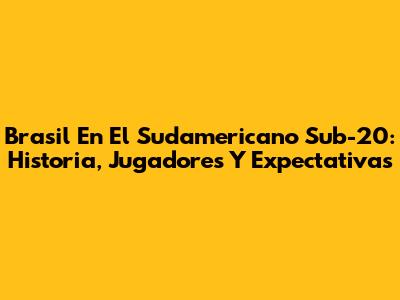 Brasil En El Sudamericano Sub-20: Historia, Jugadores Y Expectativas