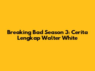 Breaking Bad Season 3: Cerita Lengkap Walter White