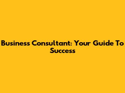 Business Consultant: Your Guide To Success