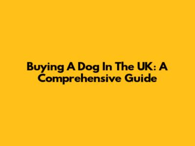 Buying A Dog In The UK: A Comprehensive Guide