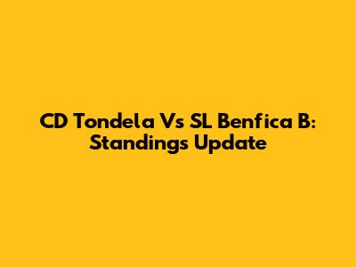 CD Tondela Vs SL Benfica B: Standings Update