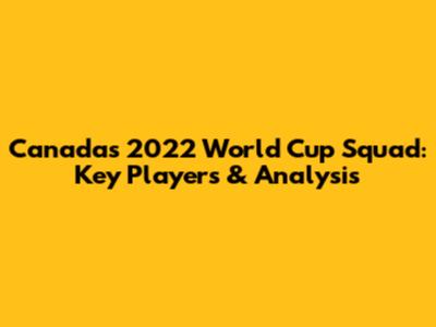 Canada's 2022 World Cup Squad: Key Players & Analysis