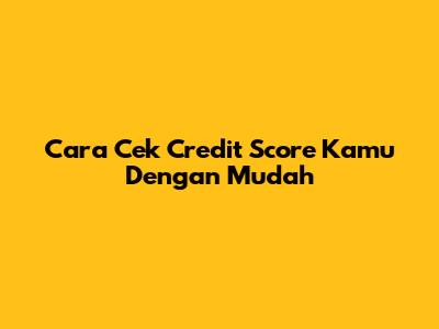 Cara Cek Credit Score Kamu Dengan Mudah
