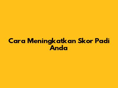 Cara Meningkatkan Skor Padi Anda