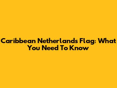 Caribbean Netherlands Flag: What You Need To Know
