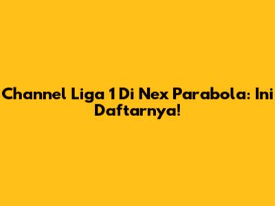 Channel Liga 1 Di Nex Parabola: Ini Daftarnya!