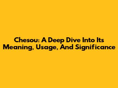 Chesou: A Deep Dive Into Its Meaning, Usage, And Significance