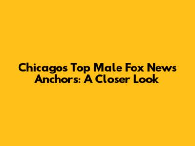 Chicago's Top Male Fox News Anchors: A Closer Look