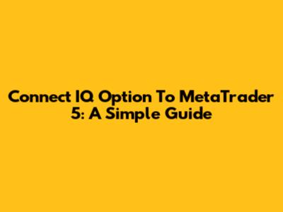 Connect IQ Option To MetaTrader 5: A Simple Guide