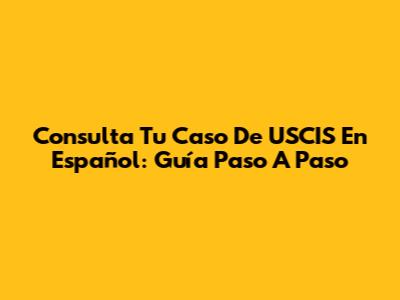 Consulta Tu Caso De USCIS En Español: Guía Paso A Paso