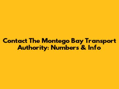 Contact The Montego Bay Transport Authority: Numbers & Info