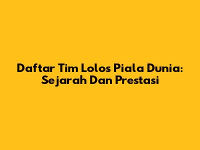 Daftar Tim Lolos Piala Dunia: Sejarah Dan Prestasi