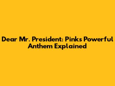 Dear Mr. President: Pink's Powerful Anthem Explained
