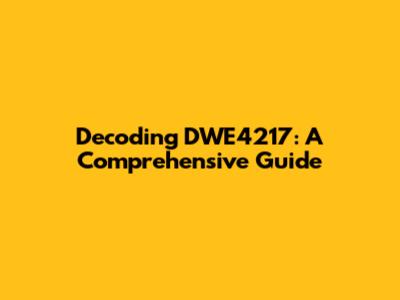 Decoding DWE4217: A Comprehensive Guide