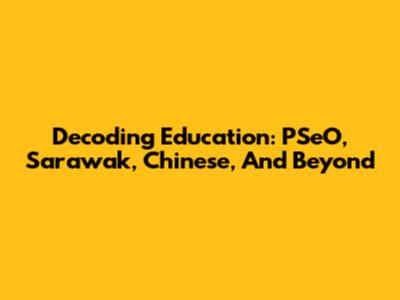 Decoding Education: PSeO, Sarawak, Chinese, And Beyond