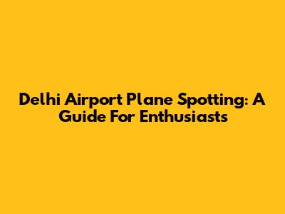 Delhi Airport Plane Spotting: A Guide For Enthusiasts