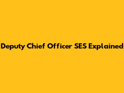 Deputy Chief Officer SES Explained