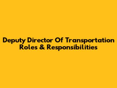 Deputy Director Of Transportation Roles & Responsibilities