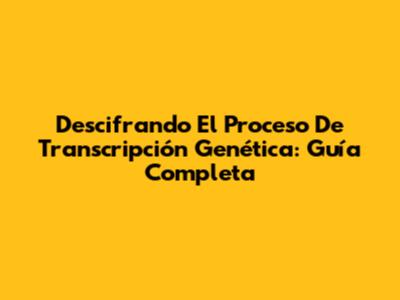 Descifrando El Proceso De Transcripción Genética: Guía Completa