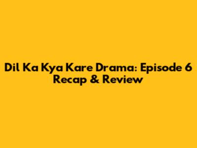 Dil Ka Kya Kare Drama: Episode 6 Recap & Review